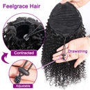 Feelgrace Kinky Curly Ponytail Hair Extensions Ponytail Curly Hair Virgin Brazilian Hair Extension (16 Inch, Kinky Curly) Feelgrace