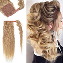 16 Inches Wrap Around Human Hair Ponytail Extensions 100% Remy Human Hair Long Corn Wave Curly With Comb Clip in One Piece Pony Tail Extensions For Lady Women