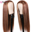UNice Hair Silk Base Fake Scalp Ombre Highlight Middle Part Wigs for Black Women, Brazilian Straight Human Hair T-Part Lace Closure Wig Pre Plucked with Baby Hair 150% Density 18inch UNICE Store