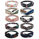 DRESHOW 10 Pack Boho Headbands for Women Vintage Cross Elastic Head Wrap Hair Accessories DRESHOW