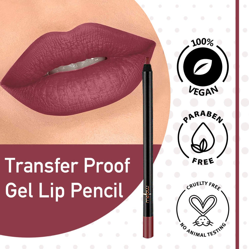Mellow Cosmetics Gel Lip Pencil - Matte Liner for Women - Long-Lasting & No Bleeding - Organic, Natural, Vegan, Cruelty-Free - Paraben-Free Makeup - Rose - Rose Mellow