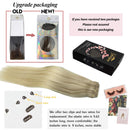GOO GOO Hair Extensions Wire Hair Extensions Ombre Ash Blonde to Golden Blonde Mixed Platinum Blonde 12 Inch 70g Hairpiece Remy Human Hair Extensions Real Hair GOO GOO