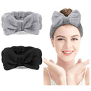 Spa Headband – 2 Pack Bow Hair Band Women Facial Makeup Head Band Soft Coral Fleece Head Wraps For Shower Washing Face LADES