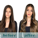 GOO GOO Seamless Hair Extensions Clip in 18 Inch Balayage Dark Brown Fading to Chestnut Brown and Dirty Blonde Hair Extensions 130g 7pcs Remy Hair Extensions with PU Weft Thick Clip in Hair for Women GOO GOO