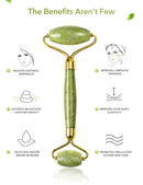 HANABEE Rose Quartz Facial Roller Jade Roller Gua Sha Facial Tools Face Roller and Gua Sha Massage Tool Body gua-sha Scalp Beauty Gift for Women Face Roller Massager (Green) HANABEE