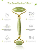 HANABEE Rose Quartz Facial Roller Jade Roller Gua Sha Facial Tools Face Roller and Gua Sha Massage Tool Body gua-sha Scalp Beauty Gift for Women Face Roller Massager (Green) HANABEE
