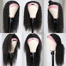 Eooma Headband Wig Human Hair Wigs for Black Women Kinky Curly Straight 4×4 Lace Front Wigs (18 Inch, Natural Black Color Curly) Eooma