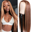 UNice Ombre Highlight Lace Closure Human Hair Wigs Silk Base Fake Scalp Wig Middle Part, Brazilian Remy Hair Ombre Mixed Blonde Straight Human Hair Wig Pre Plucked for Women 150% Density 22inch UNICE Store