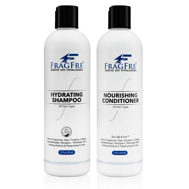 FRAGFRE Hydrating Shampoo+Nourishing Conditioner+Men Styling Gel Firm Hold - 3 Pack Gift Bundle - Fragrance Free Hypoallergenic Hair Care for Men with Sensitive Skin - Vegan Gluten Free Cruelty Free FRAGFRE
