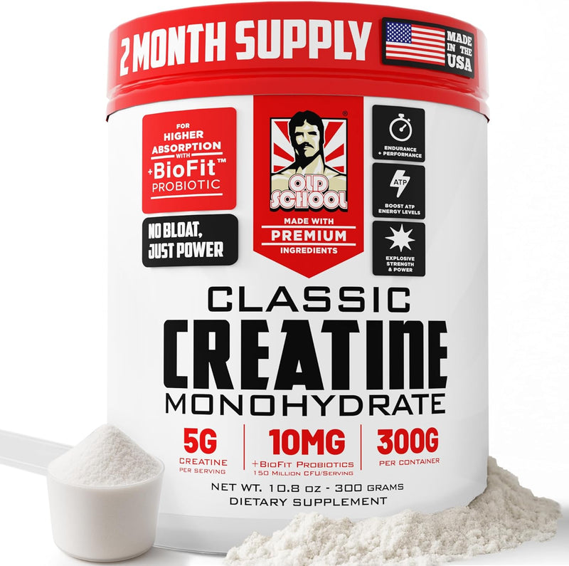 Old School Labs 5000mg Creatine Monohydrate Capsules With BioFit™ (Max Strength) Supports Muscle Growth & Recovery, Performance, Cognitive Health - Creatine Pills for Men & Women, Made in USA 180 Caps Infinity Warehouse