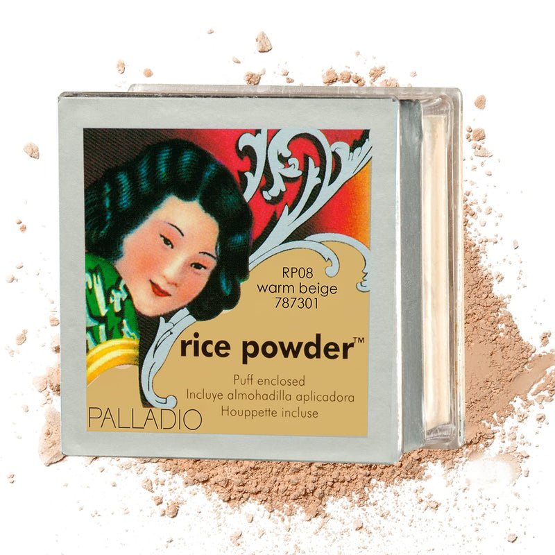 Palladio Rice Powder, Warm Beige, Loose Setting Powder, Absorbs Oil, Leaves Face Looking and Feeling Smooth, Helps Makeup Last Longer For a Flawless, Fresh Look Palladio