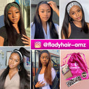 Flady Headband Wig Human Hair Wigs for Black Women (24inch) Brazilian Straight None Lace Front Wigs Human Hair Scarf Wigs No Gel Gluelees Remy Hair Headband Wig Flady