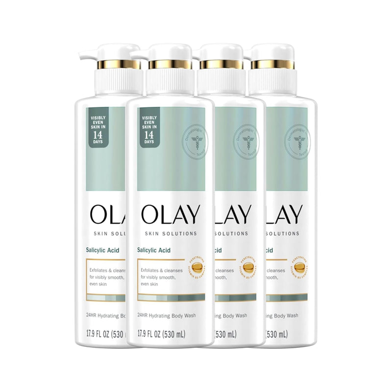 Olay Skin Solutions Hydrating Body Wash for Women with Salicylic Acid, 17.9 fl oz (Pack of 4) Infinity Warehouse