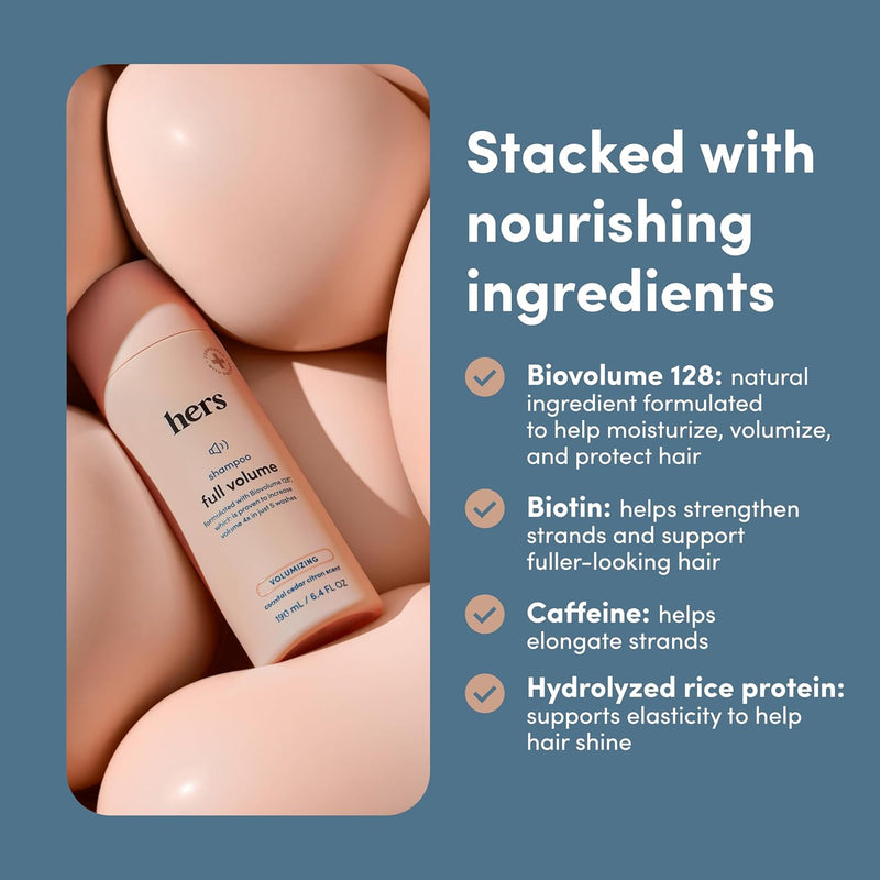 hers Full Volume Shampoo, 2 Pack - Volumizing Shampoo for Women with Biotin - Adds Lightweight Volume, Shine & Bounce - Coastal Cedar Citron - 2 x 6.4 fl oz Infinity Warehouse