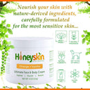 Hydrating Manuka Honey Face and Body Moisturizer Cream - Natural Facial Skin Care With Deep Hydrating Ingredients - Rashes Itchiness Redness - With Natural Aloe and Hydration Oils - Natural Orange Vanilla Scent (4oz) Honeyskin Store