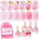 Double Rhythm 6 Pcs 15 ML Gel Polish Set Same Color Same Bottle Soak Off Gel Polish Kit Nail Art Manicure Salon DIY at Home for Women (Jelly Burgundy Red Glitter Silver -T6-56) Infinity Warehouse