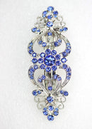 Faship Gorgeous Blue Crystal Hearts And Floral Hair Barrette Faship