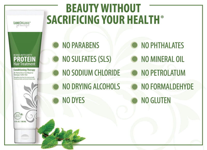 Protein Hair Treatment for Dry Damaged Hair: Moisturizing Hair Mask for Thicker Fuller Looking Hair - Deep Conditioner for Curly Hair Leaves Hair Light and Bouncy. Keratin and Color Safe. LuxeOrganix LuxeOrganix