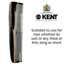 Kent R7T Graphite Double Tooth Hair Pocket Comb, Small Fine/Wide Tooth Comb For Grooming Styling Hair, Beard and Mustache, for Men, Women and Kids. Saw Cut and Hand Polished. Handmade in England KENT Store