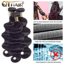 QTHAIR 12A Grade Brazilian Body Wave Bundles with Frontal (16 "18" 18"+14")13x4 Ear To Ear with Baby Hair 100% Unprocessed Virgin Brazilian Human Hair Weave QTHAIR