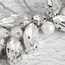 Aukmla Crystals Wedding Hair Pins White Pearl Hair Clips Handmade Bride Headpiece Alloy Wire Hair Accessories for Women and Girls (2 PCs) HP-05 Aukmla
