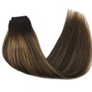 GOO GOO Hair Extensions Balayage Dark Brown to Chestnut Brown 75g 14 Inch Remy Human Hair Extensions Straight Natural Hair Extensions Wire Secret Invisible Hairpiece GOO GOO