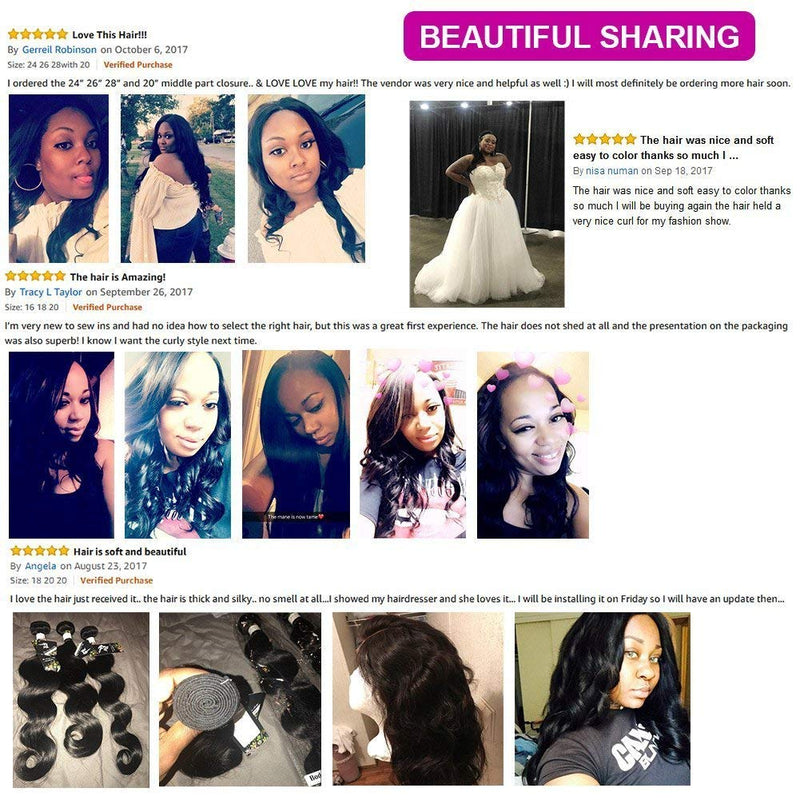 Beauty Princess Body Wave Human Hair 3 Bundles Double Weft 9A Brazilian Hair Bundles (20/22/24Inch) Wingirl