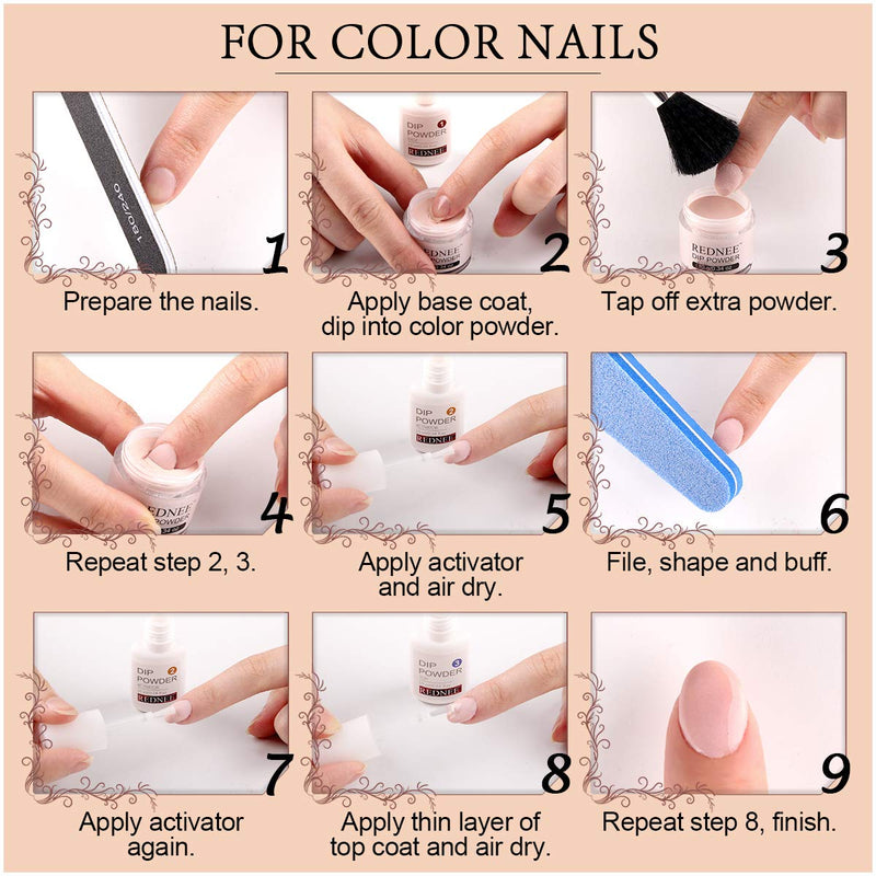 REDNEE Dip Powder 12 Colors Nail Starter Kit with Base Activator and Top Coat 22pcs Gift Set for Nail Art - RE08 Inviting Color REDNEE