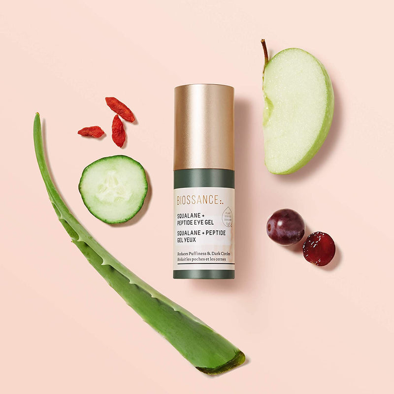 Biossance Squalane + Peptide Eye Gel. Reduce Dark Circles and Puffiness, Improve Fine Lines and Hydrate with Niacinamide and Peptides (0.5 ounces) BIOSSANCE