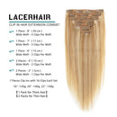 Lacer Clip In Human Hair Extensions Light Golden Brown Mixed Platinum Blonde Lace Double Weft Natural Hair Extension Clip in 100% Human Hair 140g 20 Inch 7pcs Lacer Store