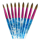 PANA USA Acrylic Nail Brush Pure Kolinsky Hair Acrylic White Swirl Blue Handle with Pink Ferrule Round Shaped - Size 12 PANA