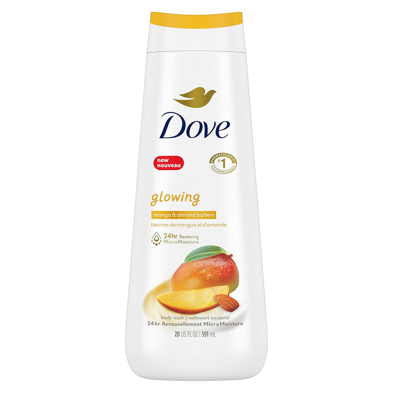 Dove Body Wash with Pump 3 Count Glowing Mango & Almond Butter for Renewed, Healthy-Looking Skin Gentle Skin Cleanser with 24hr Renewing MicroMoisture 30.6 oz Infinity Warehouse