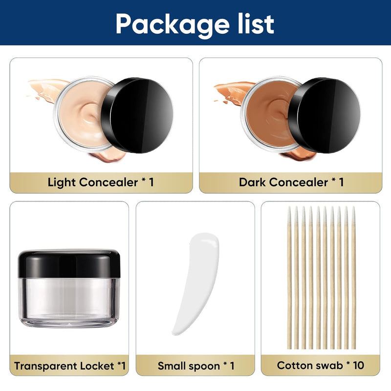 2 Colors Tattoo Cover Up Makeup Waterproof, Tattoo Cover Up Concealer, Long-Lasting for Tattoos, Scars, Spots & Vitiligo, Invisible Skin Concealer Infinity Warehouse