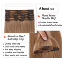 S-noilite Clip in Human Hair Extensions 100% Real Remy Thick True Double Weft Full Head 8 Pieces 18 clips Straight silky (14 inch - 120g,Dark Blonde (