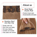 S-noilite Clip in Human Hair Extensions 100% Real Remy Thick True Double Weft Full Head 8 Pieces 18 clips Straight silky (14 inch - 120g,Dark Blonde (