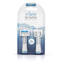 Triple Bristle Replacement Brush Head Refills | Innovative 3 Head Design | Compatible with Triple Bristle Brand Sonic Toothbrush | Color Changing Indicator Bristles | 2 Pack (Blue) Triple Bristle