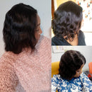 BLY Human Hair Wigs Lace Front 4x4 Closure Bob Wigs Body Wave Virgin Hair 14 Inch 150% Density Pre Plucked with Baby Hair Natural Color For Black Women BLY