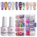 Makartt Nail Art Foil Glue Gel with Stickers Set Rose Flowers Metal Nail Transfer Gel Tips Manicure Art DIY 15ML, 20PCS (2.5cm100cm) Stickers, UV LED Lamp Required Makartt Store
