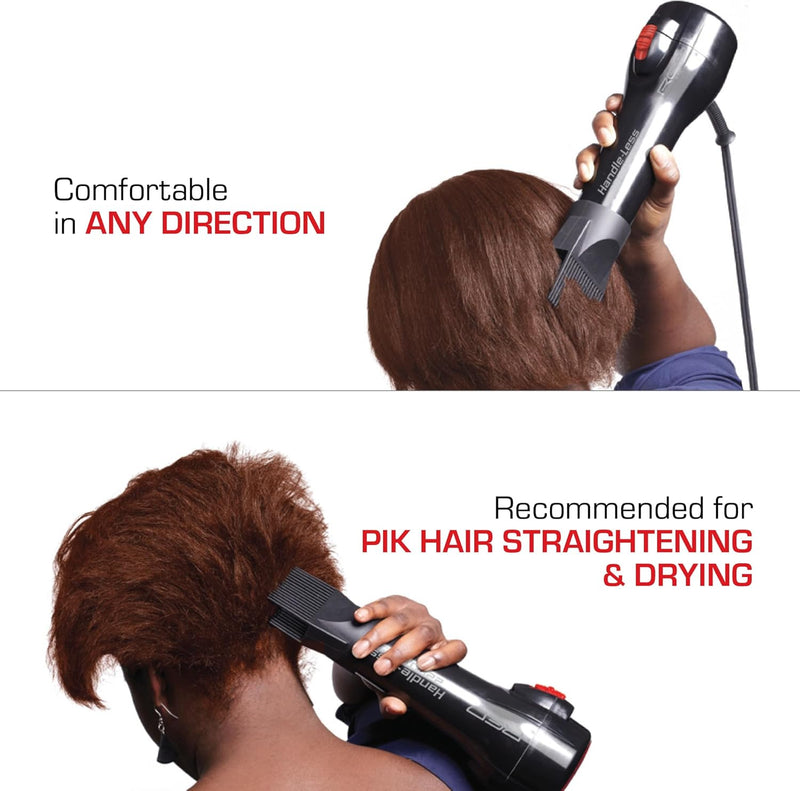 RED by Kiss Handle-Less 2200W Ceramic Tourmaline Hair Dryer, 3 Heat Settings, Pro Blow Dryer with Comb Attachment, Ionic for Frizz-Free Shine, Detangler & Straightening for 4C Infinity Warehouse