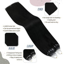 Ugeat Micro Ring Hair Extensions Human Hair 14inch Micro Beads Remy Hair Extensions 1g/Strand 50Gram