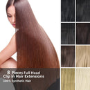 S-noilite 23" Long Straight Curly Pale Blonde 8 Pieces Clip in on Hair Extensions Full Head Set Thick Hairpiece Synthetic Hair Extensions for Girl Lady Women USA Local Post S-noilite
