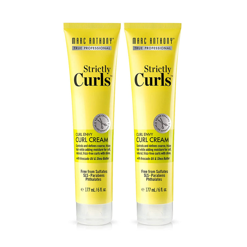 Marc Anthony Strictly Curls Defining Enhancing Cream– Shea Butter Vitamin E Avocado Oil Sulfate Free Anti Frizz Styling Product For Wavy Dry Damaged Curly Hair, Yellow, 2 Count Marc Anthony