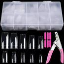 EAONE 500 Pieces Clear Acrylic Nail Tips French Nail Tip Full Cover Artificial Fake Art Nails Tips with Nail Cutter and Nail File for Women Girls, 10 Sizes with Box Packaged EAONE