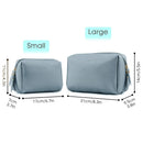 Large Vegan Leather Makeup Bag Zipper Pouch Travel Cosmetic Organizer for Women and Girls (Large, Greyish Blue) Narwey
