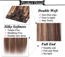 S-noilite Clip in Human Hair Extensions Balayage 100% Real Remy Thick True Double Weft Full Head 8 Pieces 18 Clips Straight Silky (12Inch - 115g,Medium Brown/Dark Blonde (