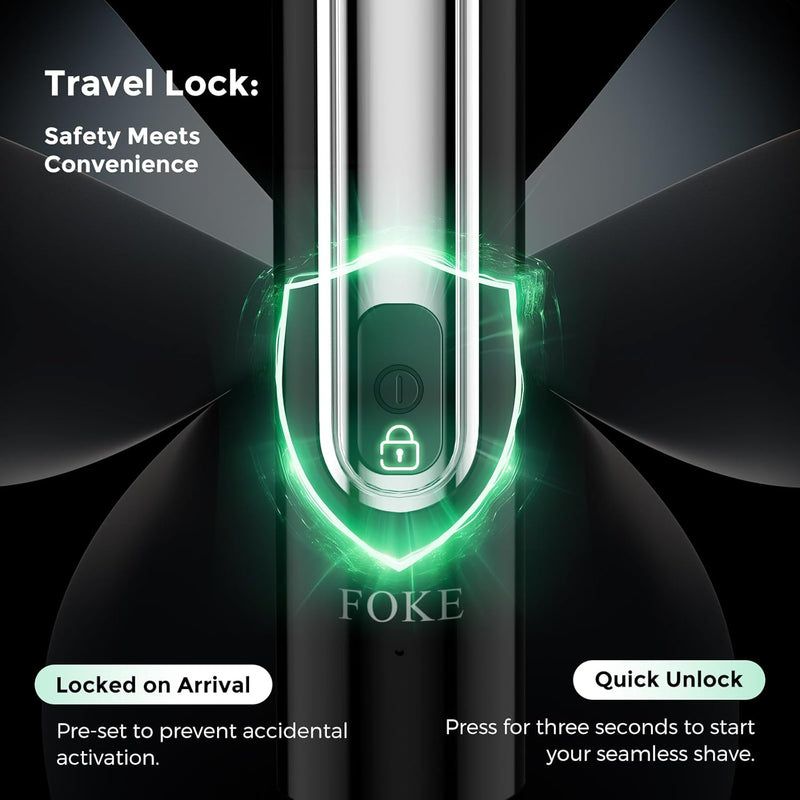 FOKE Back Shaver for Men, Ultra-Wide 1.8" T-Shaped Head, Includes Travel Case, Mens Back Shaver Rechargeable with Long Handle, Safety Lock, Waterproof IPX7, Multi-Functional Body Hair Trimmer,(Black) Infinity Warehouse