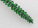 Faship Gorgeous Green CZ Crystal floral Hair Barrette Faship