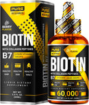PURE RESEARCH Biotin & Collagen 60,000mcg Hair Growth Liquid Drops, Supports: Strong Nails, Glowing Skin, Healthy Hair Growth, More Absorption Than Capsules & Pills (4Fl Oz) Infinity Warehouse