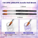 JOSLOVE Acrylic Nail Brush, Kolinsky Acrylic Nail Brush for Acrylic Application, Nail Brushes for Acrylic Powder, Pure Kolinsky Sable Hair, Wooden Handle, 2PCS (Size 20) JOSLOVE