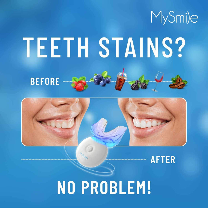 MySmile Teeth Whitening Kit with LED Light, 10 Min Non-Sensitive Fast Teeth Whitener with 3 Carbamide Peroxide Teeth Whitening Gel, Helps to Remove Stains from Coffee, Smoking, Wines, Soda, Food mysmile